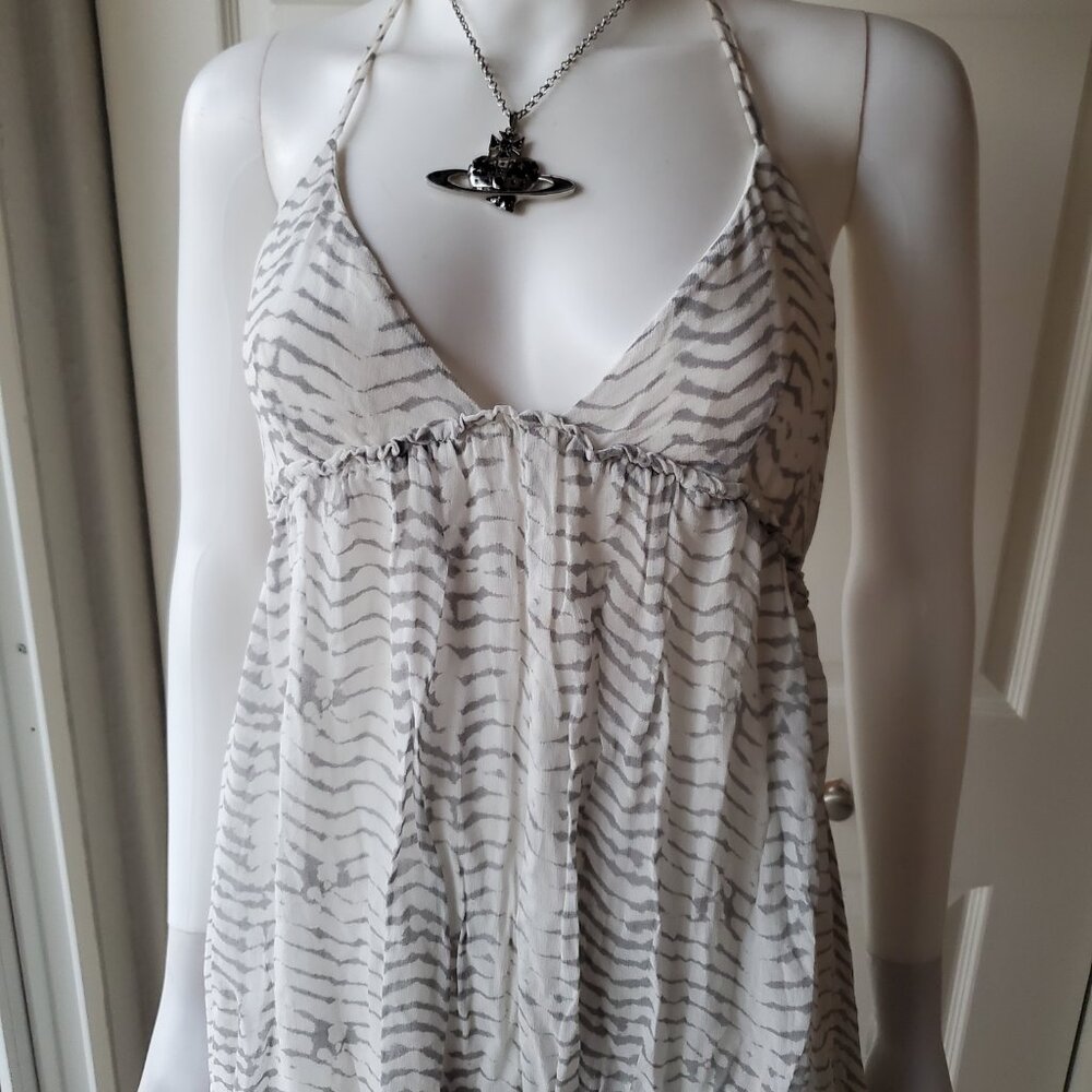Soft Joie White & Grey Stripe Halter Maxi Dress Size Medium - Picture 3 of 9